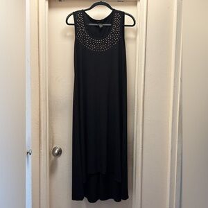 Grace Black High Low Maxi Dress with Studded Neckline